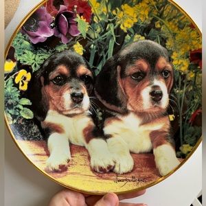 Puppies and Posies Franklin Mint Limited Edition Numbered Collectible Plate